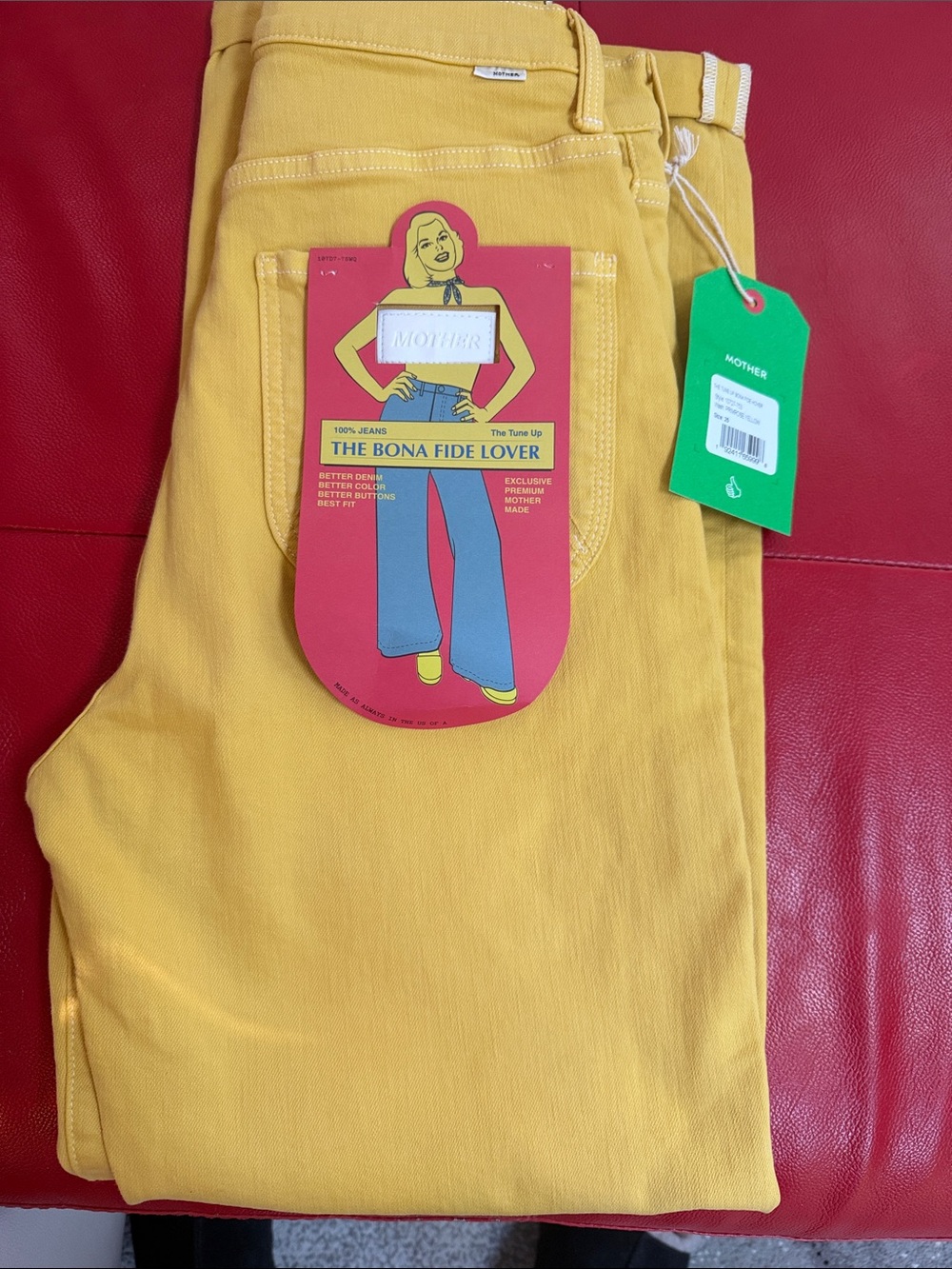 MOTHER Yellow Straight-Leg Jeans